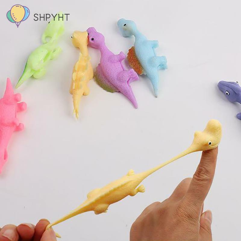 5pcs Catapult Launch Soft Glue Dinosaur Fun Tricky Slingshot Practice Elastic Flying Finger Sticky Decompression Toy