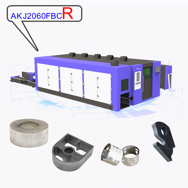 Acctek-High Power Fiber Laser Cutting Machine, AKJ2560BCR Rotary Axis para Metal e Tubo