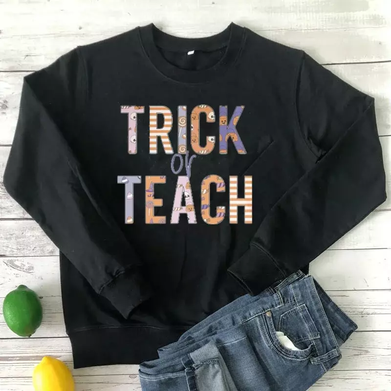 Nauczyciel bluza halloweenowa klasie strona słodkie kostium na Halloween Unisex bluza z okrągłym wycięciem bawełna harajuku y2k Drop Shipping