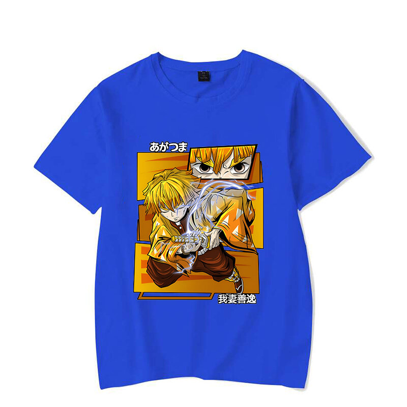 Camiseta de moda para hombre y mujer, camisa con estampado de Anime Agatsuma Zenitsu, Tops de manga corta de verano