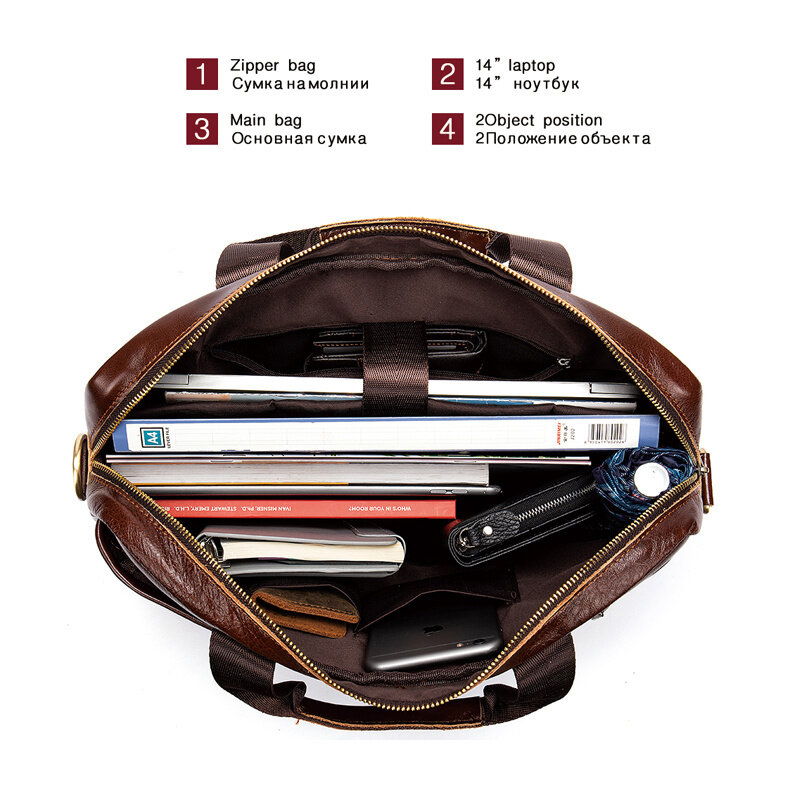 Men's Briefcases Bag Men Leather Laptop for Document Office Portable Shoulder s Man Business Totes 8523