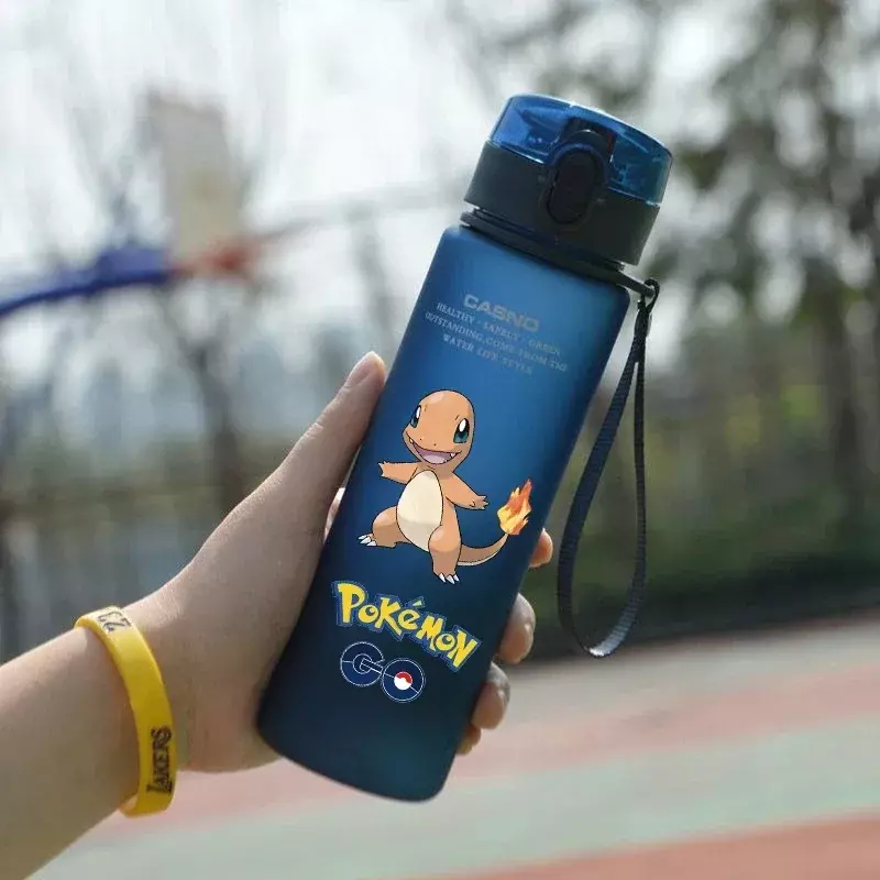 Pokemon Portable Plastic Cartoon Cute Adult Outdoor Large Capacity Sports Water Bottle 560ML Blue Water Cup Pikachu Charizard