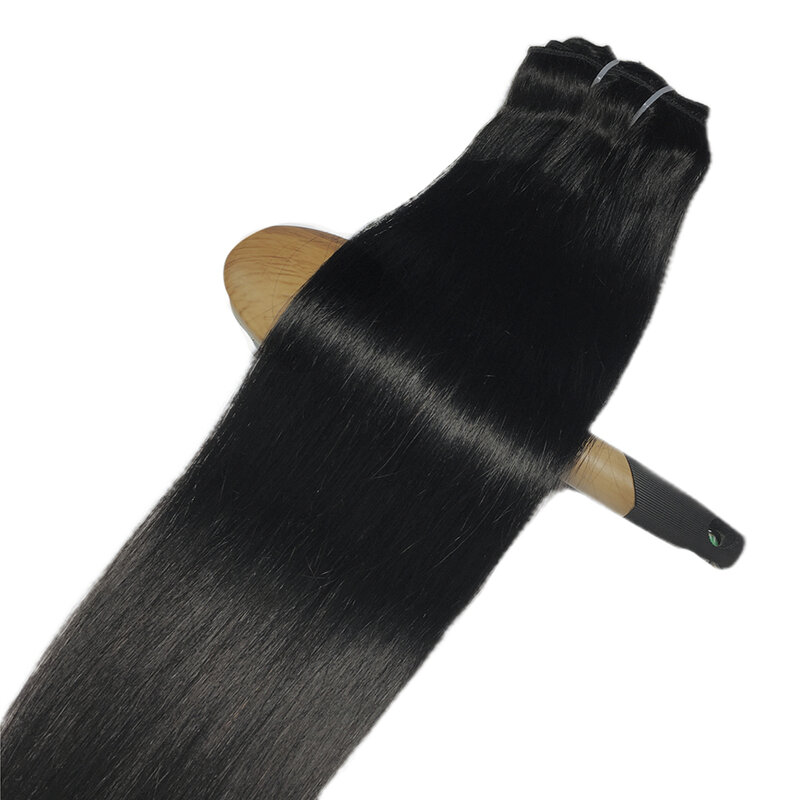 Extensiones de cabello humano brasileño con Clip recto, 8 unids/set, Color negro Natural, 10-26 pulgadas, 120G, Remy