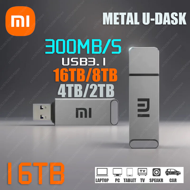 Xiaomi-Drives Flash Portáteis de Metal, 16TB, USB 3.1, 2TB, Transferência de Alta Velocidade, Memória, Interface Tipo-C, Disco Flash