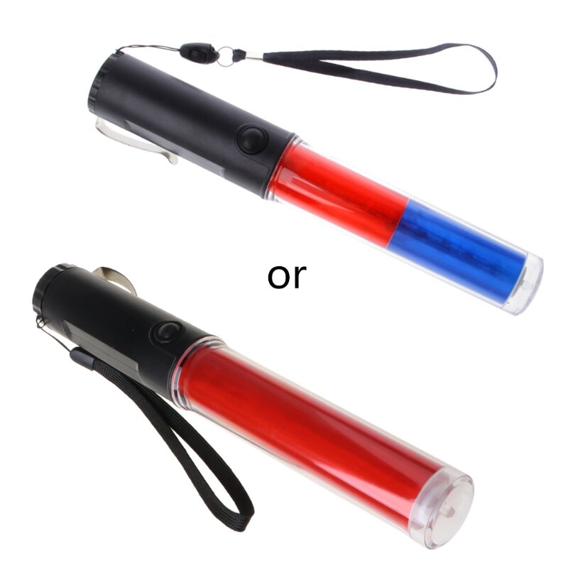 Y1UB 강력한 LED 손전등 플라스틱 교통 지팡이 토치 블리자드 플래시용 4가지 모드