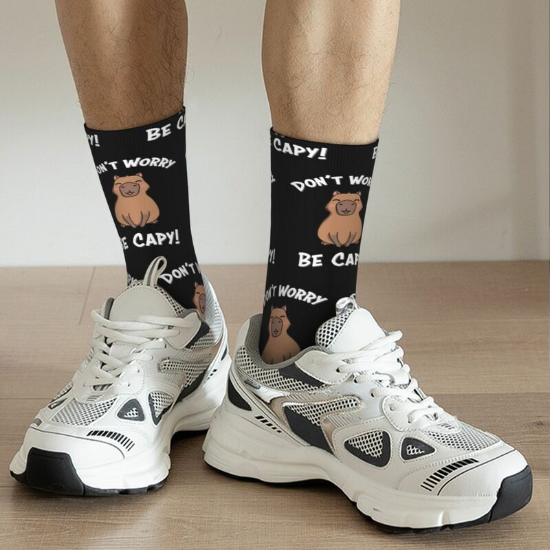 Fashion Men's Socks Cute Capybara Sock Polyester Don't Worry Be Capy Skateboard Women Stockings Spring Summer Autumn Winter