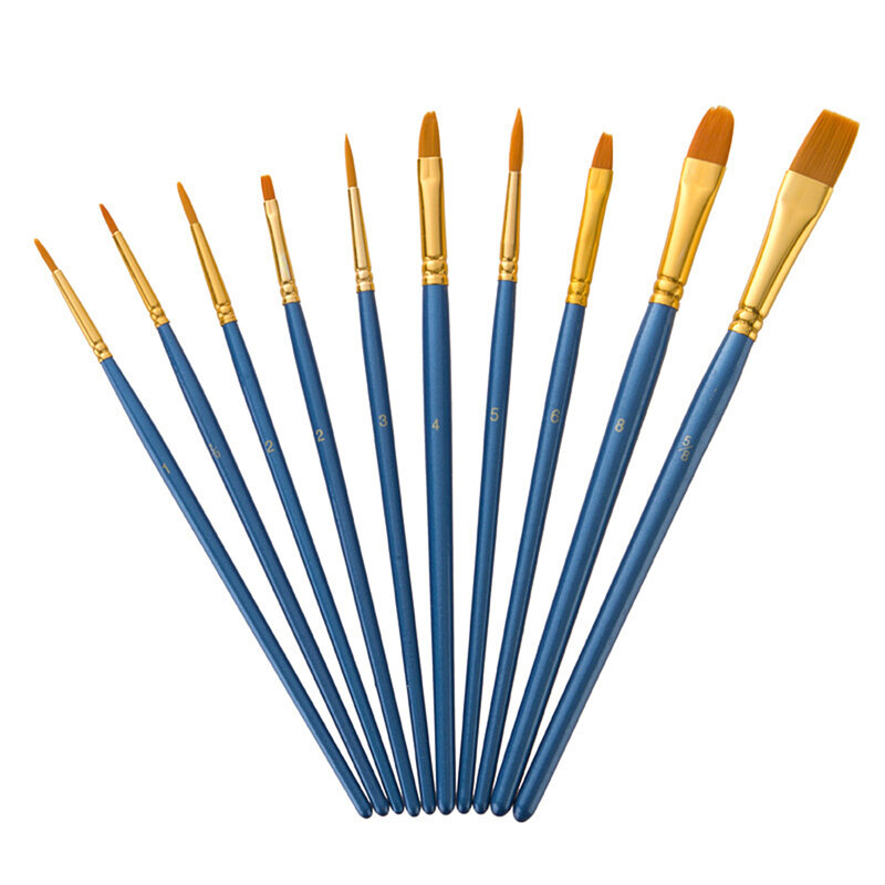 10 PCS Nylon Haar Multifunktionale Haken Stift Gouache Aquarell Öl Pinsel Set 3 Farben Solide Pigment