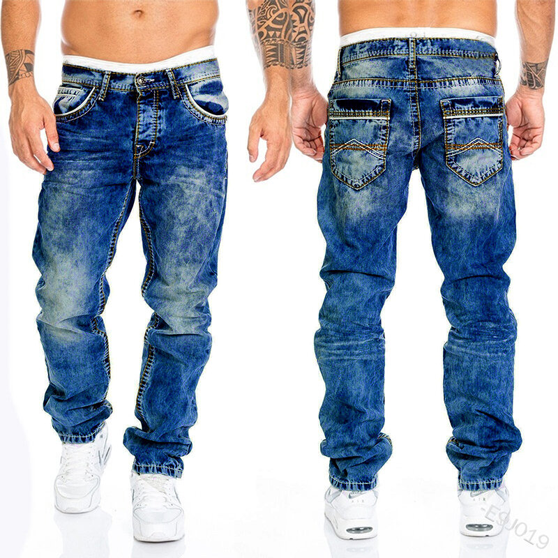 Мужские джинсы с множеством карманов, прямые брюки, повседневная спортивная одежда, уличные джинсы, весна-осень 2023