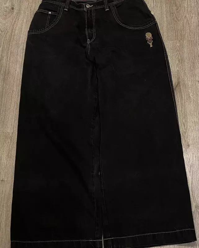 Harajuku Hip Hop Gothic Jnco Jeans Streetwear Retro Schädel Muster bestickt lose Jeans Mode Männer Frauen breite Hosen Hosen