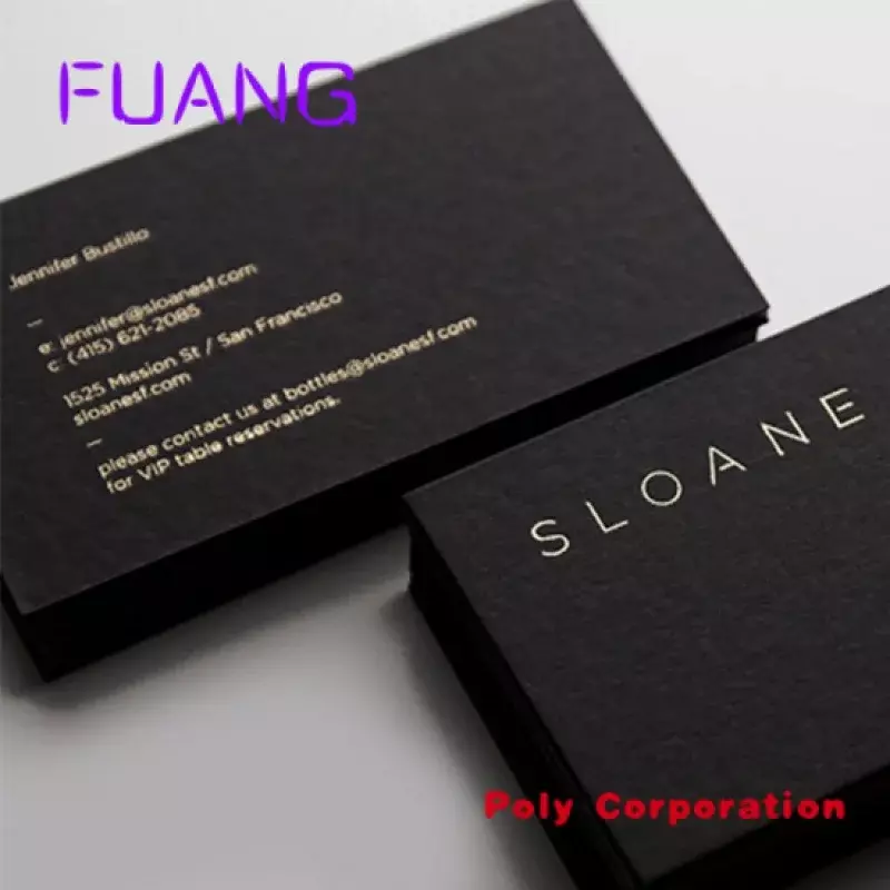 Custom custom luxury black gold foil recycled business card printing with golden border
