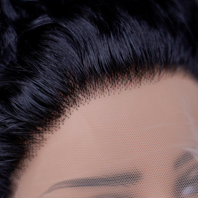 Perruque Bob Lace Wig naturelle Remy bouclée, cheveux humains, Deep Curly, T-part, coupe Pixie, 100% cheveux humains, pour femmes africaines