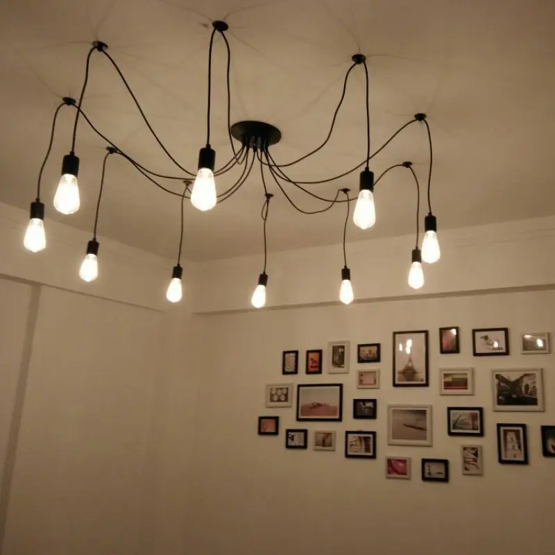 Modern Nordic Retro Pendurado Lâmpada, Lâmpada Edison, Luminárias, Aranha para Sala de Estar, Bar, Café, Luzes Pingente, Decoração DIY