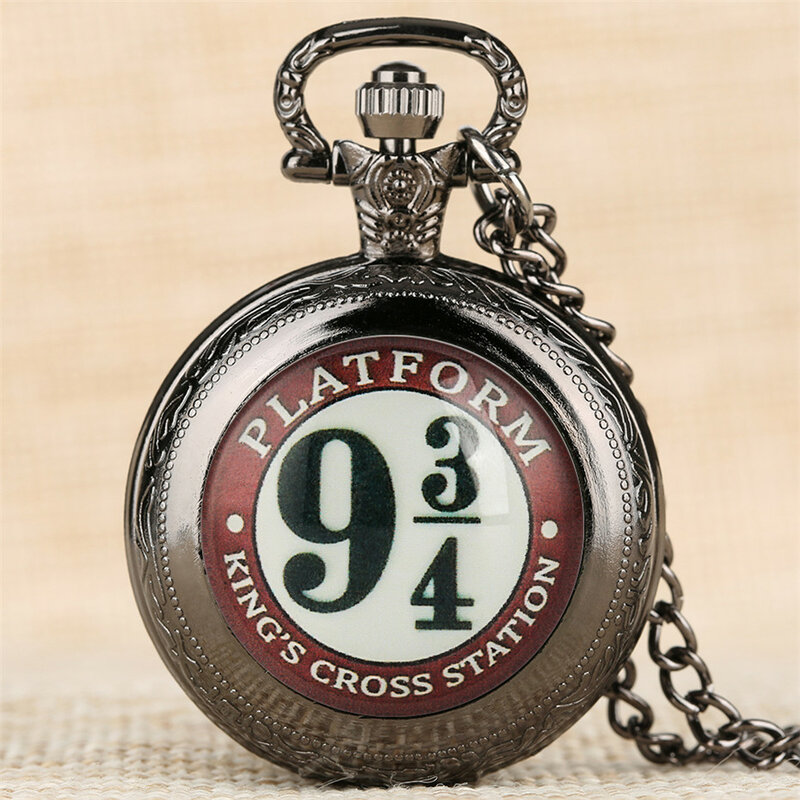 Reloj de bolsillo de cuarzo con plataforma, accesorio con colgante de collar, regalo de aniversario, Estilo Vintage, King's Cross London 9 3/4