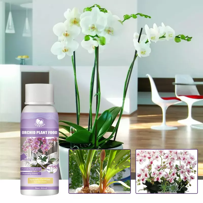 Fertilizante de refuerzo de alimentos de flor agria de Orquídea líquida, suplemento potenciador de crecimiento de plantas de interior, 50ml