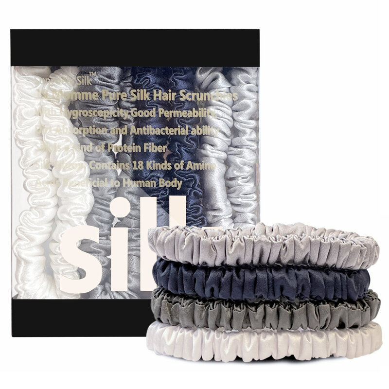Coleteros de morera de seda pura para el cabello, accesorios para el cuidado del cabello, 4 piezas, 2CM