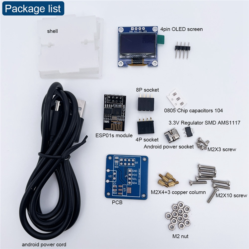 Esp8266 diy elektronisches kit mini uhr oled display verbinden mit shell diy löt projekt