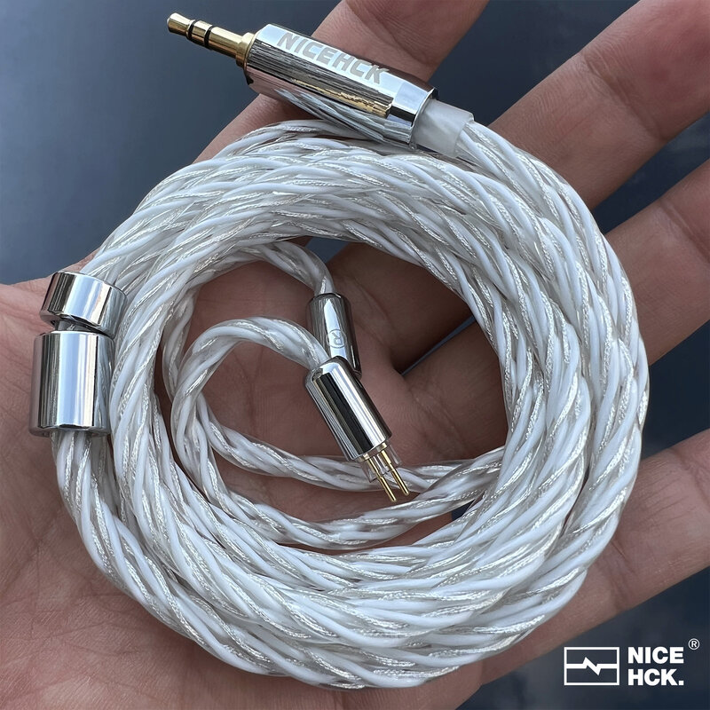NiceHCK-Cable IEM mejorado para auriculares DeepSnow, Cable HiFi de cobre alemán Chapado en plata de 4 hebras, MMCX/2Pin/QDC para Conch Nova F1 Pro