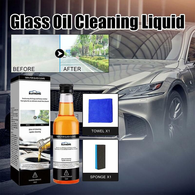 Pembersih kaca mobil 150ml, lapisan minyak pembersih kaca mobil, membersihkan dalam, menghilangkan kaca depan mobil, minyak, cermin pembersih debu L5T5