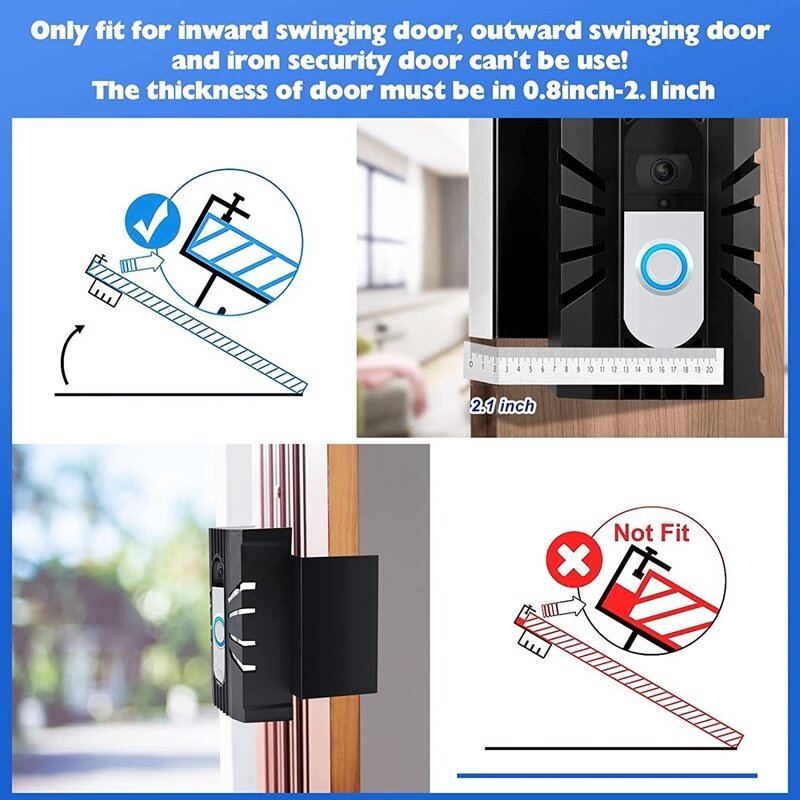 Video Doorbell Mount Bracket Anti-Theft Video Doorbell Door Mount Ring Mounting Bracket No-Drill For Home Office