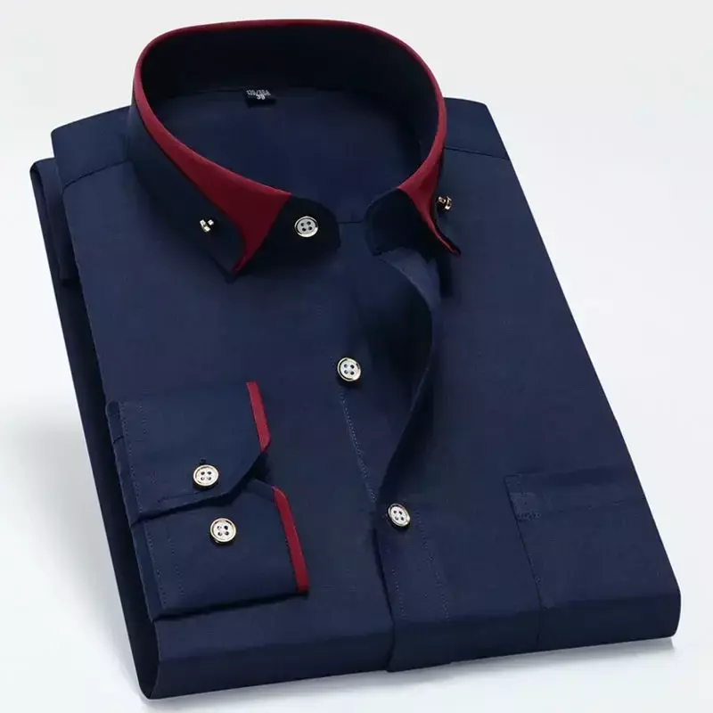 Mode Revers Knopf gespleißt All-Match Business-Shirts Herren bekleidung Herbst neue übergroße Casual Tops lose Hemd