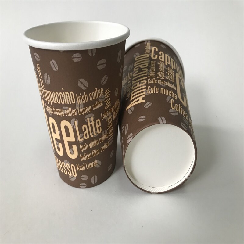 Produk kustom kualitas makanan 8oz cangkir kertas berlapis Pe berbagai ukuran cangkir kakao panas kopi cangkir dinding tunggal sekali pakai