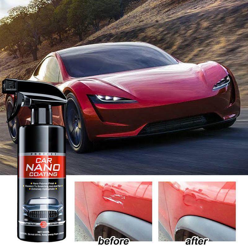 Nano Spray de revestimento automotivo, cera cerâmica, ação rápida, spray de polimento, reparo de arranhões finos, anti sujeira, 500ml
