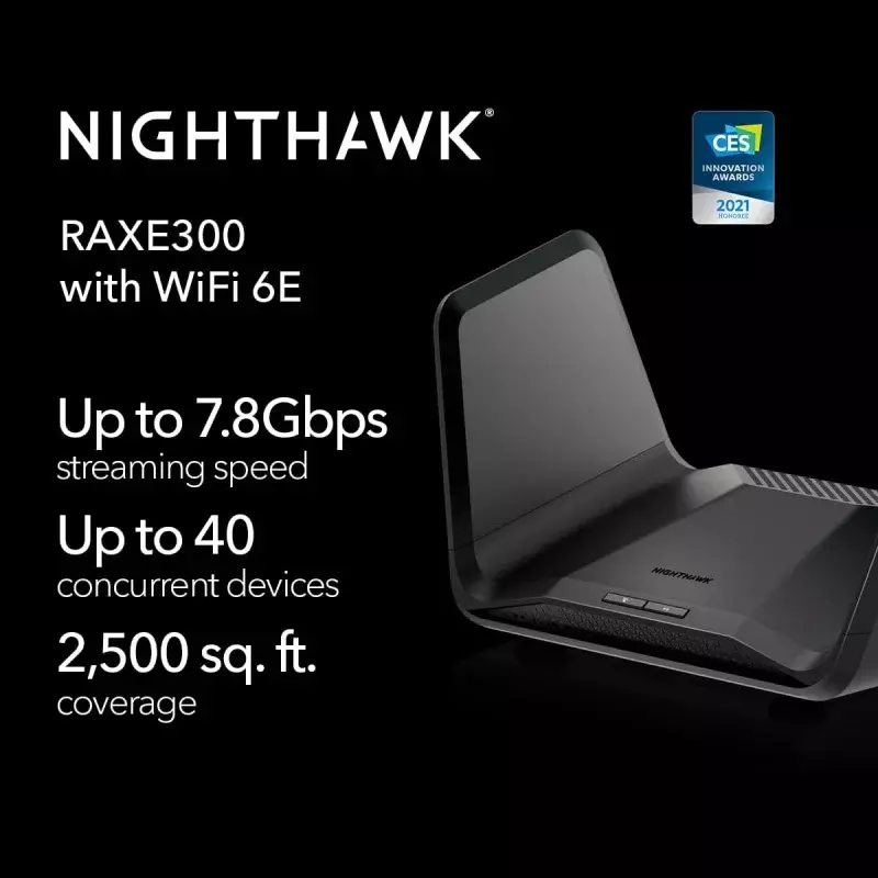NETGEAR Nighthawk Router WiFi 6E (RAXE300) | AXE7800 triband bezprzewodowa prędkość gigabitowa (do 7.8Gbps) | Nowe pasmo 6GHz | 8 strumieni