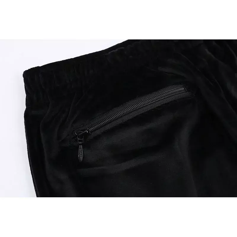 Hip-hopowe spodnie czarne paski spodnie męskie na co dzień aksamitne spodnie dresowe