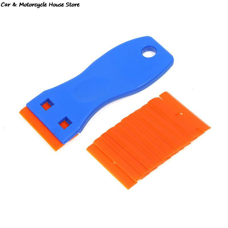 Пластиковый скребок для бритвы с 10 шт. лезвий для снятия автомобильных этикеток