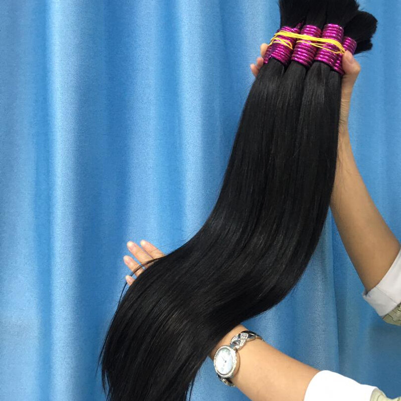 Capelli indiani capelli umani Bulk Purple giarrettiera senza trama 100% Virgin Silky Straight Full Ends estensioni dei capelli più spesse
