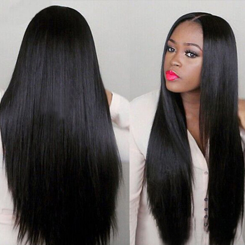 Transparent Lace Front Wig Synthetic Hair Straight Brazilian Natural Color 4X4 Lace Closure Synthetic Hair WIgs For Black Women