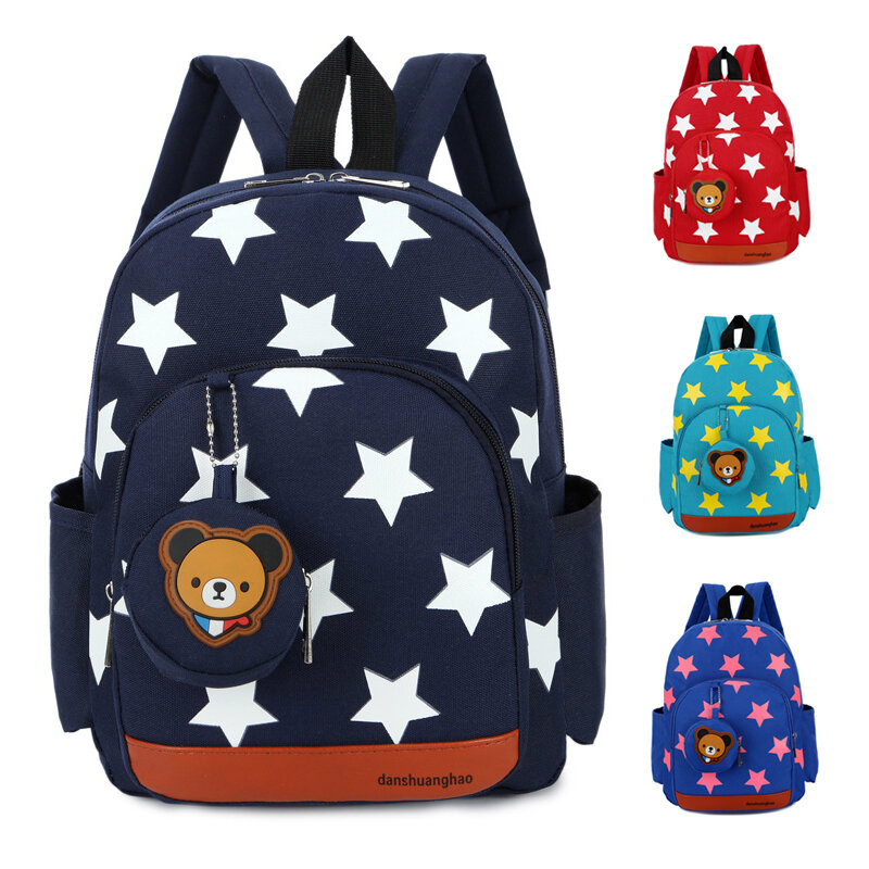 Nadruk gwiazdy przedszkole szkolne torby lekki nylonowy plecak dziewczynki chłopięcy tornister dla 1-3 lat Mochila niemowlę