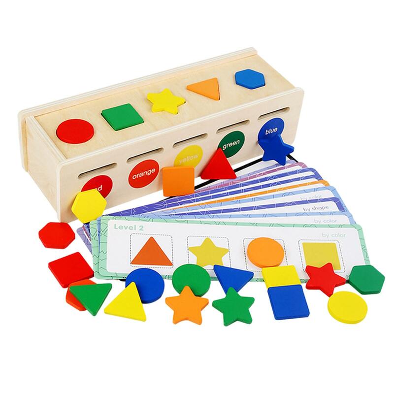 Wooden Color Shape Sorting Box Block Puzzles Montessori Toys Matching Box for Kids Children Boys Girls Birthday Gifts