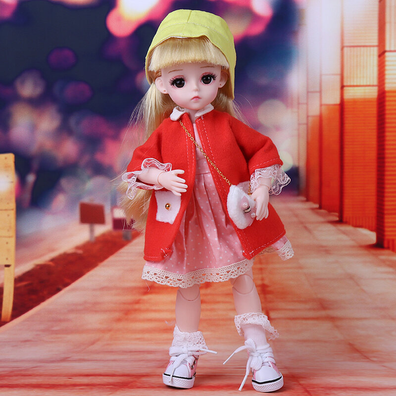 30cm śliczne BJD lalki z dużymi oczami DIY zabawki księżniczka sukienka makijaż Blyth lalki prezenty dla dziewczyny księżniczka zabawki