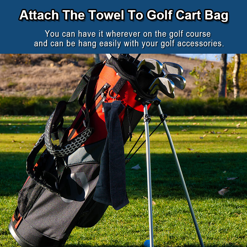 Serviette de golf Leic-fold en coton avec crochet en métal, gant de toilette, accessoires de golf, impression de logo personnalisé, accepter, taille 40x58cm, 1PC
