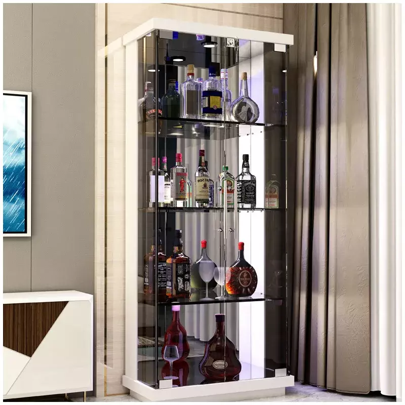 Armário do vinho do vidro de alta qualidade, armário de madeira maciça, simples e moderno
