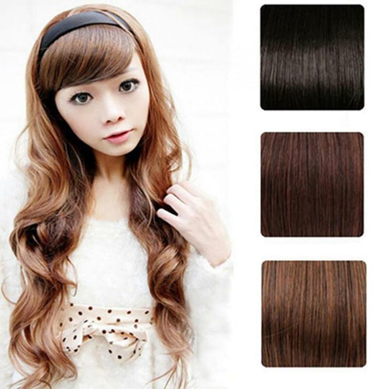 Long Brown Wavy Wigs For Women With Bangs Long Natural Synthetic Hair Wig Daily Cosplay Heat Resistant Lace Front Human Hair Wig