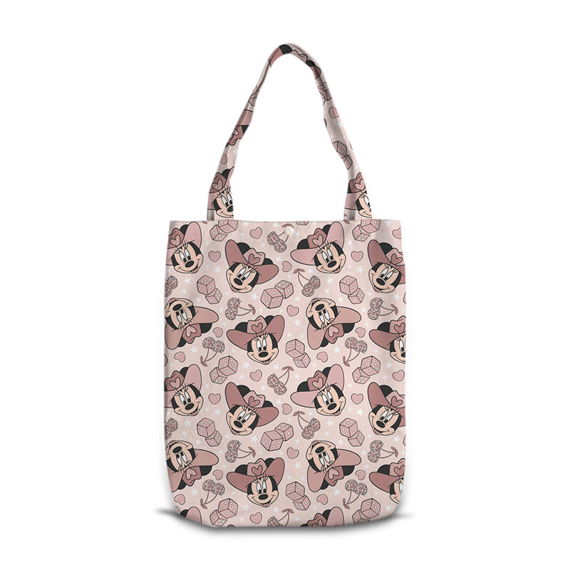 Disney Mickey Minnie S7550 Anime Shoulder Bags Cartoon Customized Shopping Bag Casual Tote Storage Handbag Gift