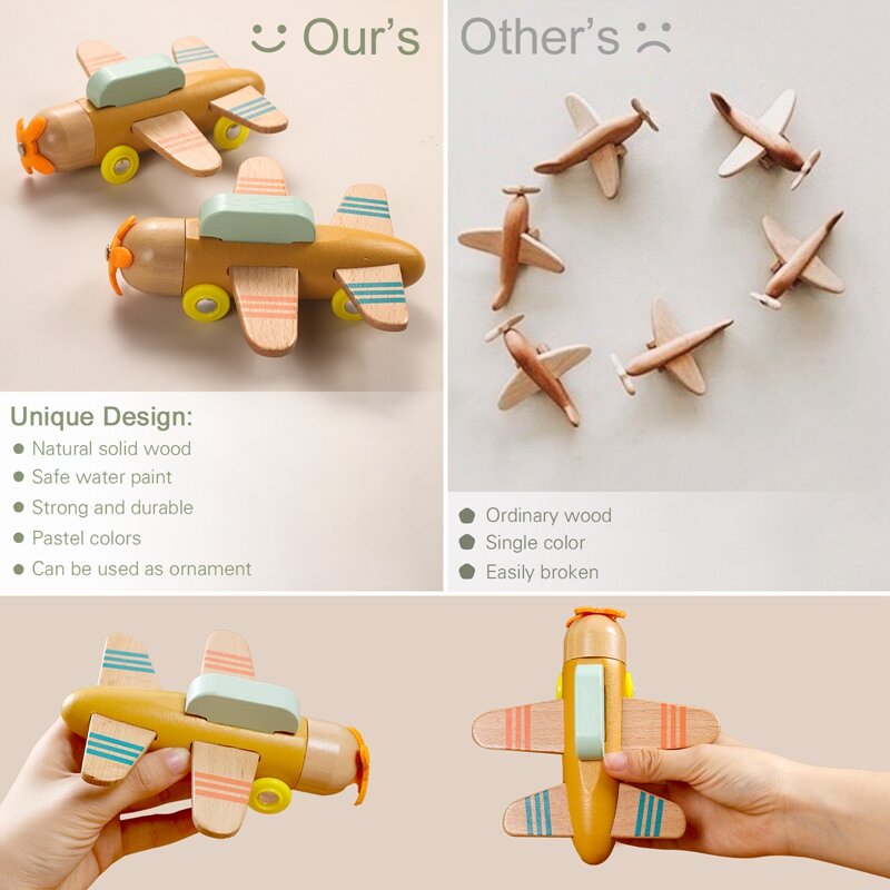 Chimbetant-Modèle d'avion en bois pour bébé, jouets d'avion pour bébé, cadeaux d'anniversaire pour garçon et fille