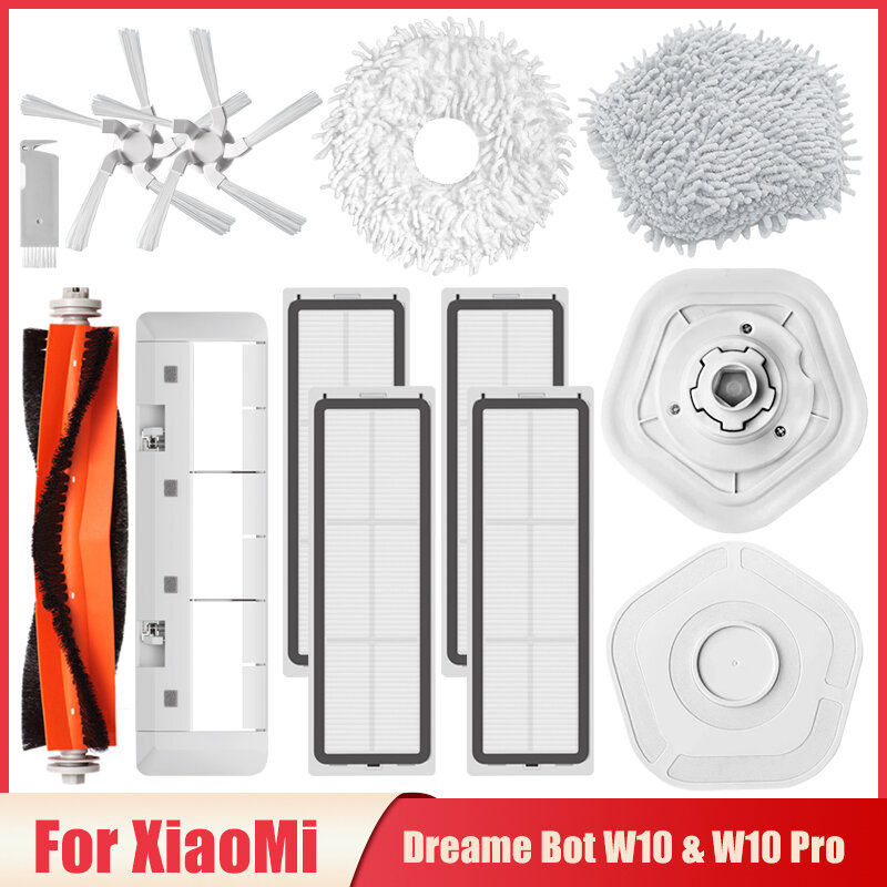 For XiaoMi Dreame Bot W10 & W10 Pro Self-Cleaning Robot Vacuum And Mop Replacement Main Brush Cover Rag Stent Mop Cloth Parts