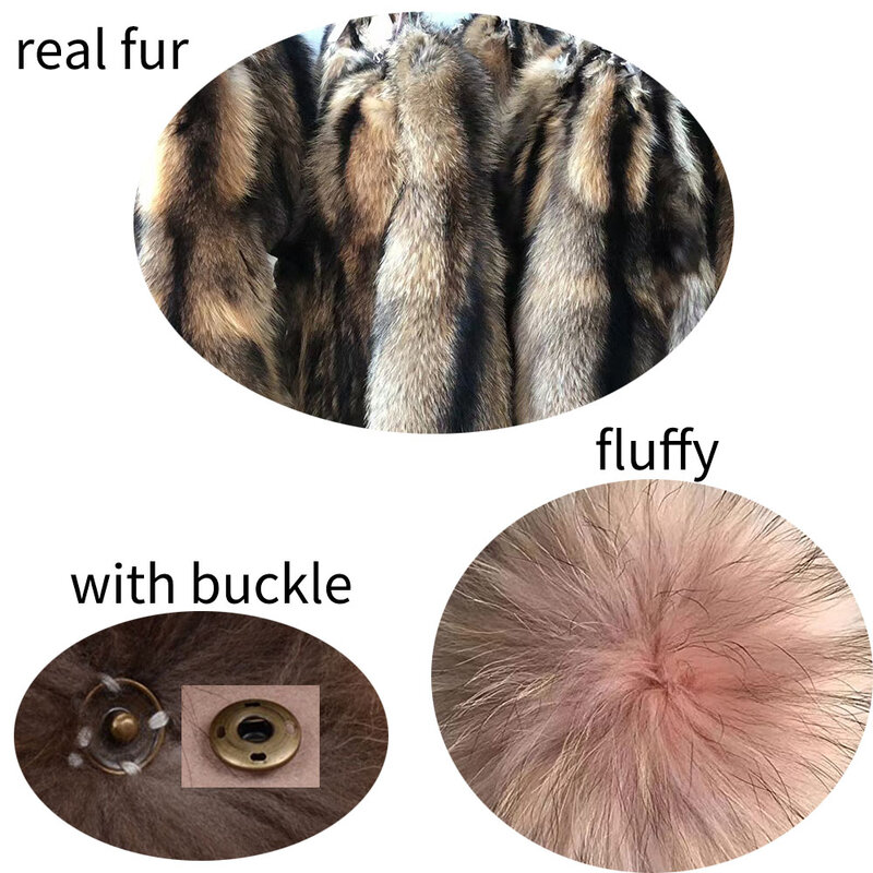 DIY Raccoon Dog Skin Fur Pompon Real Fox Fur Pompoms Mink Fur Pom Poms For Scarf Gloves Hats Decoration Big Fur Pom For Hat 15cm