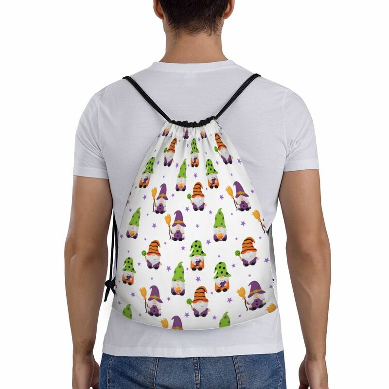 Lucu Halloween GNOME ransel tali olahraga tas Gym untuk pria wanita belanja Sackpack