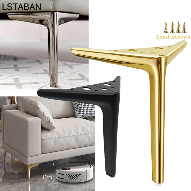 4PCS Metal Furniture Legs TV Cabinet Bed Coffee Table Leg Black Gold Silver Desk Stool Chair Foot Sofa  Hardware Replacement Leg