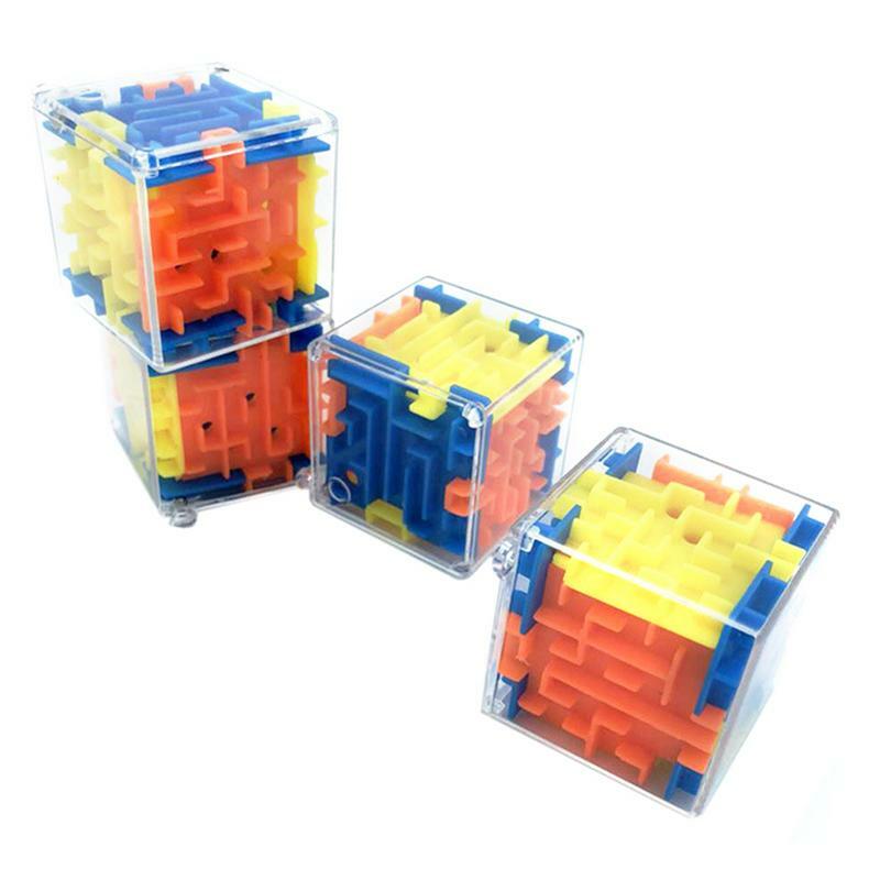 Mini laberinto de bolas 3D para niños, rompecabezas transparente de seis lados, juego de bolas rodantes de velocidad, aprendizaje del cerebro, juguetes educativos de equilibrio