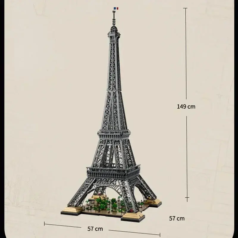 10001PCS NEW ICONS 10307 Eiffel Tower 150CM Architecture City Model Building Set Blocks Bricks Toys for Kids Christmas Gifts