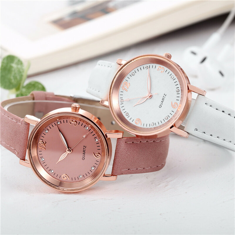 นาฬิกาควอตซ์หรูหราสำหรับสุภาพสตรีสายสแตนเลสนาฬิกาควอตซ์สายหนังนาฬิกาข้อมือควอตซ์ relogio feminino