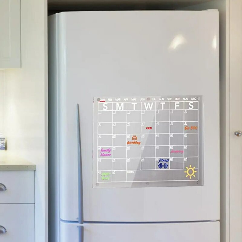 Calendrier magnétique en acrylique pour réfrigérateur, aimant de réfrigérateur, gestion du temps, tableau d'immatriculation, fournitures pour la maison