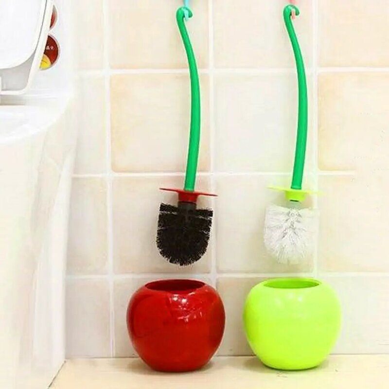 Hot Toilet brush New Lovely Cherry Shape Lavatory Brush Toilet Brush Holder Set Toilet Borstel Cepillo Wc trump Fast Delivery