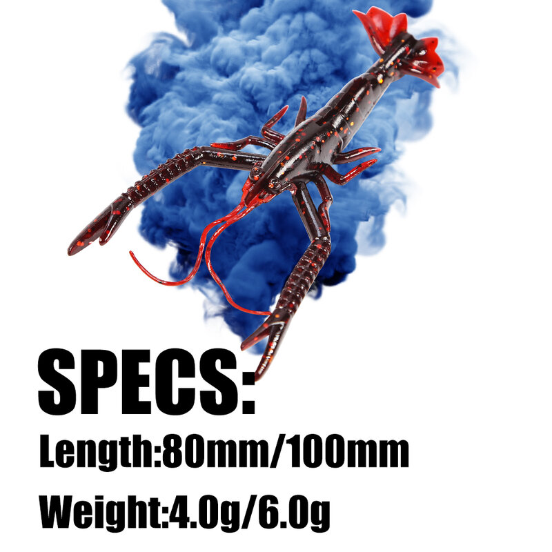 B & u crazy iscas 80mm 100mm isco macio iscas de pesca camarão lagosta plástico macio iscas de pesca