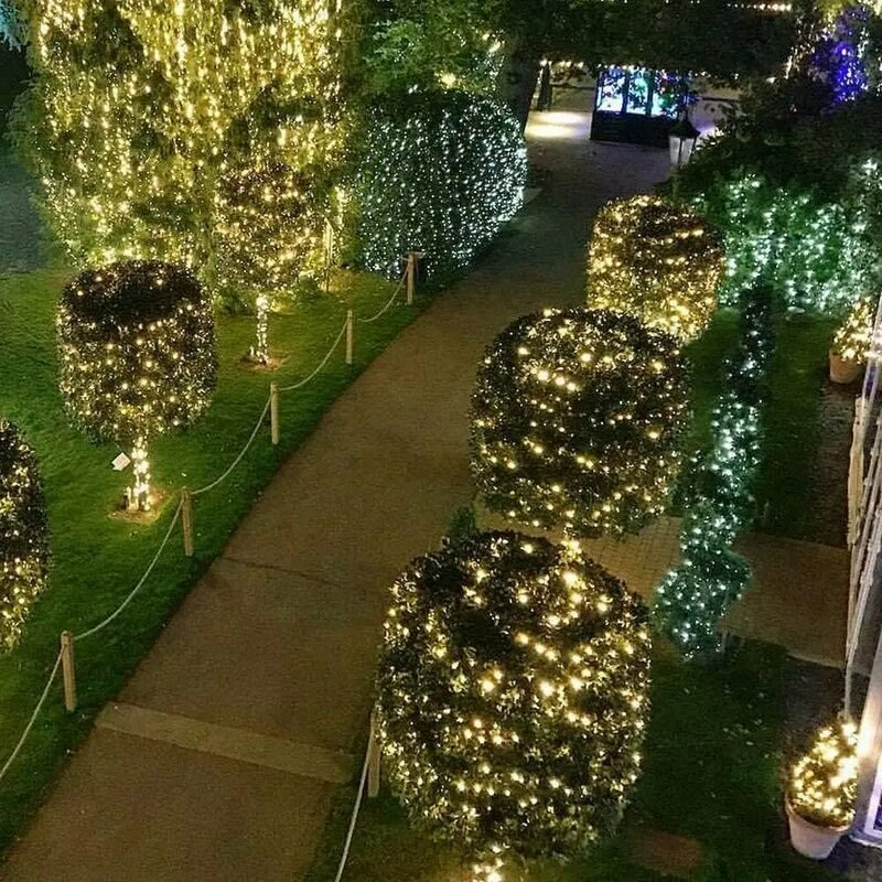 Guirnalda de luces LED de hadas para decoración de exteriores, 1 piezas, 500/1000LED, resistente al agua con control remoto, para árbol, calle, fiesta de boda